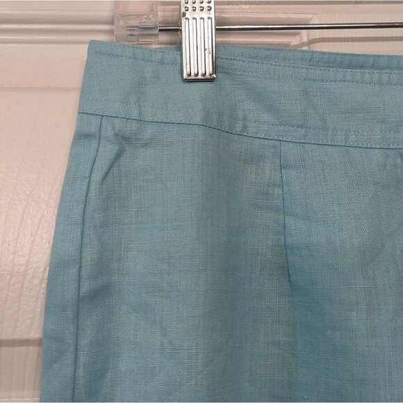 Liz Claiborne Audra Size 6 Linen Wide Leg Pants Beach Summer teal blue boho zip - Picture 3 of 10